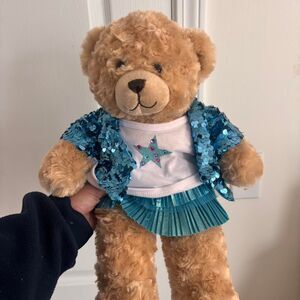 BUILD A BEAR Stuffed Animal Blue White Brown Rockstar Limited Edition Kid's Toy